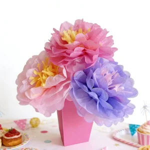 6 Inch Tissue Paper Pompom Flower Picks Durable Handmade Non-Toxic for Birthday Valentine’s Day Ramadan New Year