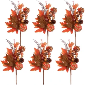6 Packs Artificial Pumpkins Fall Floral Picks Thanksgiving Autumn Decorations