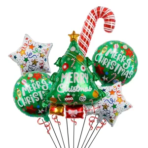 6 Pcs Christmas Tree Candy Cane Foil Balloons Set Merry Christmas Decorations for Home Party Supplies Support Customization
