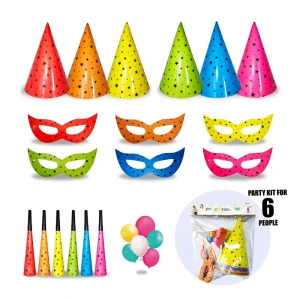 6 People Party Favors Supplies Kit Colorful Star Print Birthday Party Set for Kids Adults Party Celebration