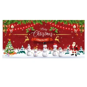 6.5x16ft Garage Door Christmas Banner Santa Snowman Outdoor Yard Decoration Christmas Happy New Year Banner for Christmas