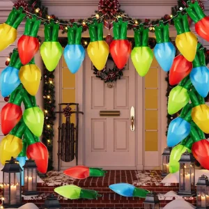 60 Pcs Christmas Balloon Set Light Bulb Aluminum Foil Balloons in Red Blue Gold Green for Merry Christmas Party Decorations