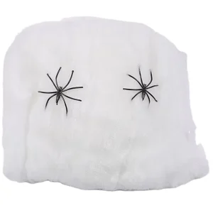 60G+20 Spiders Cotton Net Halloween Holiday Party Horror Haunted House DIY Decoration Props Stretch Spider Web
