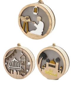 614071 73 Wooden Decoration Muslim Festival Celebration Eid Mubarak Ramadan and Eid Decoration Party Supplies