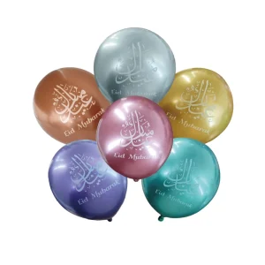 624148 12pcs Latex 12inch Chrome Balloon Festival Celebration Eid Mubarak Ramadan Eid Decoration Party Supplies