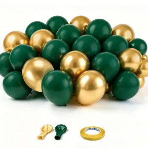 67pcs Green Gold Glossy Chrome Shape Latex Round Balloons White Pink Blue Helium Christmas Party Decoration Supply