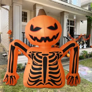 6FT Halloween Inflatable Pumpkin Skeleton LED Yard and Garden Decoration