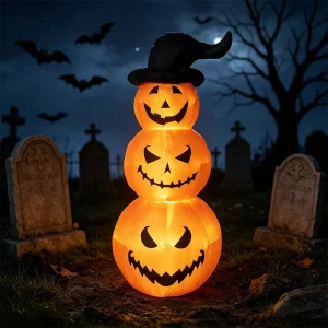 6FT Halloween Inflatable Pumpkin with LED Blow Up Halloween Decorations Outdoor Yard Garden Party Holiday Inflatable Decoration