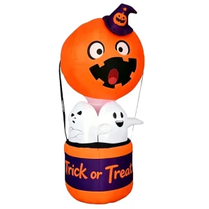 6FT Inflatable Halloween Decoration Pumpkin Ghost with LED Blow up Outdoor Holiday Inflatable Yard Garden Party Decoration
