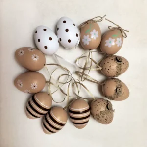 6cm Easter Egg Decoration Printed Plastic Egg Pendant 12pcs Set
