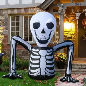 6ft Halloween LED Inflatables Decoration Horrible Ghost Skeleton for Festival Decoration Party Garden Lawn Halloween Decoration