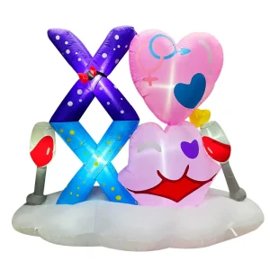 6ft Yard Valentine’s Day Inflatable Heart Outdoor Decorations Lighted Decors Inflatables Holidays Valentine Wedding Decorations