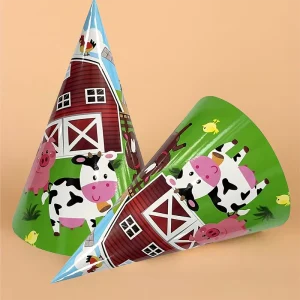 6pcs Eco-Friendly Farm Animal Theme Party Hats and Party Decorations Supplies Perfect for Birthdays and Festival Party
