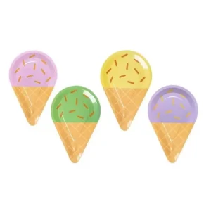 6pcs Per Bag Cute Sundae Disposable Paper Plates for Kids Boys Birthday Party Tableware Supplies Ice Cream Table Decorations