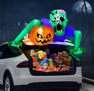 7 FT Trunk or Treat Car Decorations Kit for SUV Inflatable Halloween Green Zombie for Yard Decorations