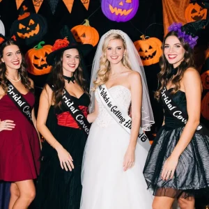 7 Pcs Halloween Bachelorette Party Bridal Sashes Set White & Black Satin Waterproof Durable Wedding Accessories