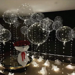 7 Piece Light Up Transparent Bubble Balloons for Christmas Birthdays Parties Festivals Decor