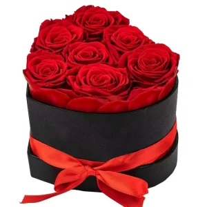 7 Roses Heart Box China Preserved Flower Custom Made Opening Flower Preserved Rose Gift Box for Valentines Day Gift