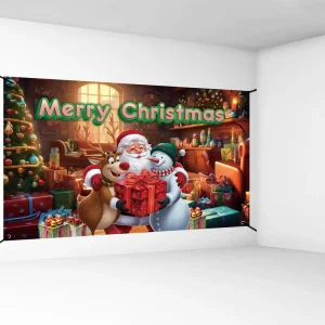 70.8 x 47.2 Inch Christmas Backdrop Banner for Indoor Winter Party Photos