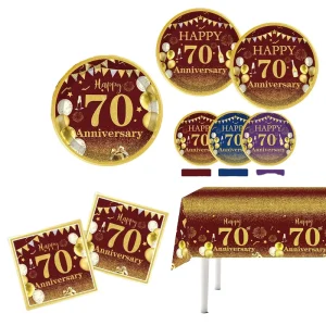 70th Birthday Party Tableware Custom Color Paper Napkin Paper Plate Tablecloth Decoration Arrangement