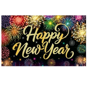 71×43 Inches Polyester Happy New Year Banner Festival Wall Hanging Banner for Holiday Celebrations