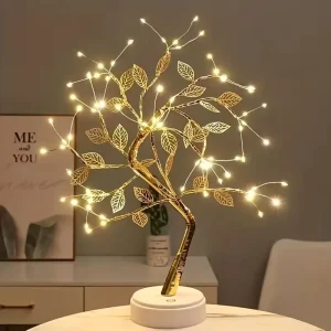 72LED Golden Leaf Tree Light Dual Power Touch Control Indoor Decor Easy Installation Festival Atmosphere Light