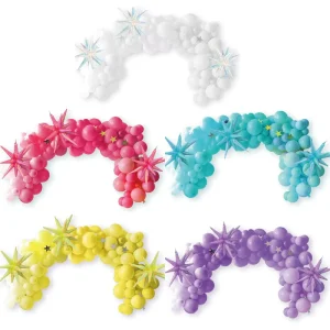 73pcs Balloon Garland Arch Kit With Starburst Foil Balloon Happy Birthday Banner for Baby Boy Birthday Backdrop Carton