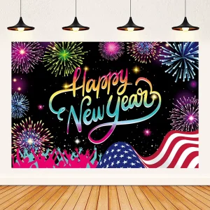 7X5FT Happy New Year Backdrop New Years Party Decoration Banner