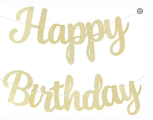 7inch Pre Strung No DIY Glitter Happy Birthday Banner for Kids Adults Sign Party Decorations Hanging Happy Birthday Banner