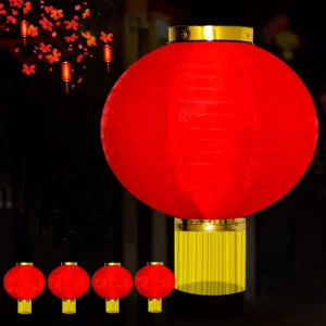 8 10 12 14IN Traditional Red Lantern for New Year Folding Silk Lantern for Festival Decor New Year Hanging Decor for Outdoors