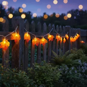 8 Function Maple Lantern LED String Lights Polycarbonate 2700K Warm White Christmas Halloween Thanksgiving Holiday