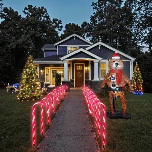 8 Lighting Modes LED Outdoor Candy Cane Pathway Stakes Christmas Decorations for Xmas Holiday Party Walkway Markers