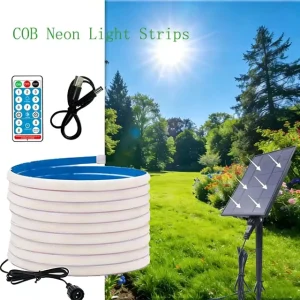 8 Modes Remote Solar COB Strip Lights with 1m 3.28ft 5m 16.40ft Multipurpose for Christmas Halloween Wedding