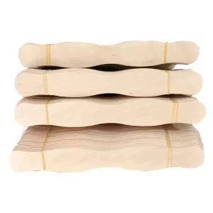 8” Wooden Fan Handle Wavy Wedding Sticks Polished