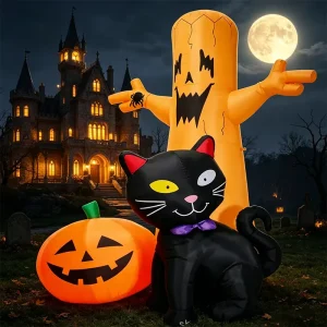 8 ft Halloween LED Inflatables Decoration Pumpkin Ghost Cat Ghost Tree for Festival Decoration Party Garden Lawn Decoration