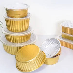 8 oz Disposable Aluminum Foil Baking Cups with Lids Aluminum Foil Cupcake Containers for Christmas (Silver, Gold)