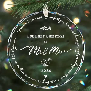 80mm Clear Round Glass Christmas Tree Hanging Ornaments Wedding Pendant Decoration Custom