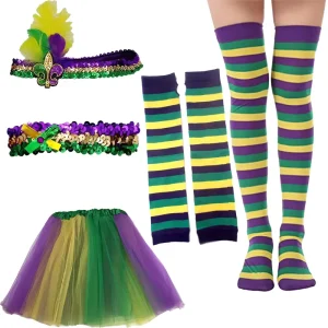 80s Costumes Accessories Set Mardi Gras Costume Woman Tutu Set With Mardi Gras Headband