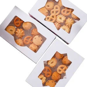 875x575x275 Inch Hexagonal Windowed Moisture proof Pastry Box Egg Tart Baking Food Packaging Box Holiday Gift Snack Box