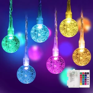 8M 60LED RGB Garland Bubble String Lights Waterproof Fairy Decorative Light with Remote Control for Christmas Tree Decoration