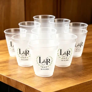 8oz Personalized Custom Logo U Shape Disposable Plastic Cup for Wedding Frosted Clear Smoothie PP Hard Cup Bubble Tea Cup