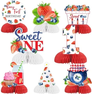 8pcs Strawberry Blueberry Birthday Honeycomb Centerpiece 15cm Paper Eco Friendly Birthday Party Decorations