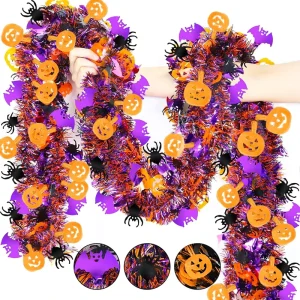 9*200cm Smile Pumpkin Ghost Bat Design Plastic Hanging Tinsel Garland Backdrop Halloween Home Decoration