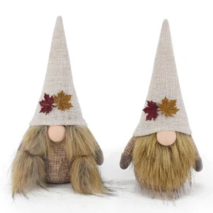 9 Inch Autumn Harvest Holiday Shelf Decor Gifts Maple Khaki Linen Stuffed Gonk Fall Gnomes