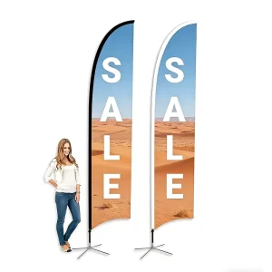 9′ Lightweight Shark Fin Flying Style Wind Flag Kit Fiberglass Flag Pole Spike Digital Printed Polyester Knitted Flag