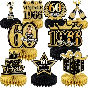 9 Pcs 60th Birthday Decoration for Men Women 60th Birthday Centerpieces for Tables Cheers to 60 Years Birthday Decorations