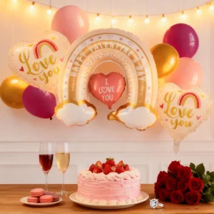 9 Pcs Wedding Valentine’s Day Foil Balloon Easter Unisex Balloon Set Love Heart Party Decoration Durable Festival Supplies