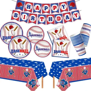 9 Pieces Baseball Sports Theme Birthday Party Tableware Set for Party Decoration