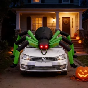 9 ft Halloween Inflatable Spider Outdoor Decorations Trunk or Treat Car Decorations Blow Ups Build-in LED Lights