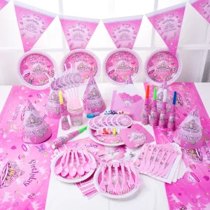 90 Pieces Custom Disposable Rainbow Color Happy Birthday Tableware Set Birthday Party Event Supplies